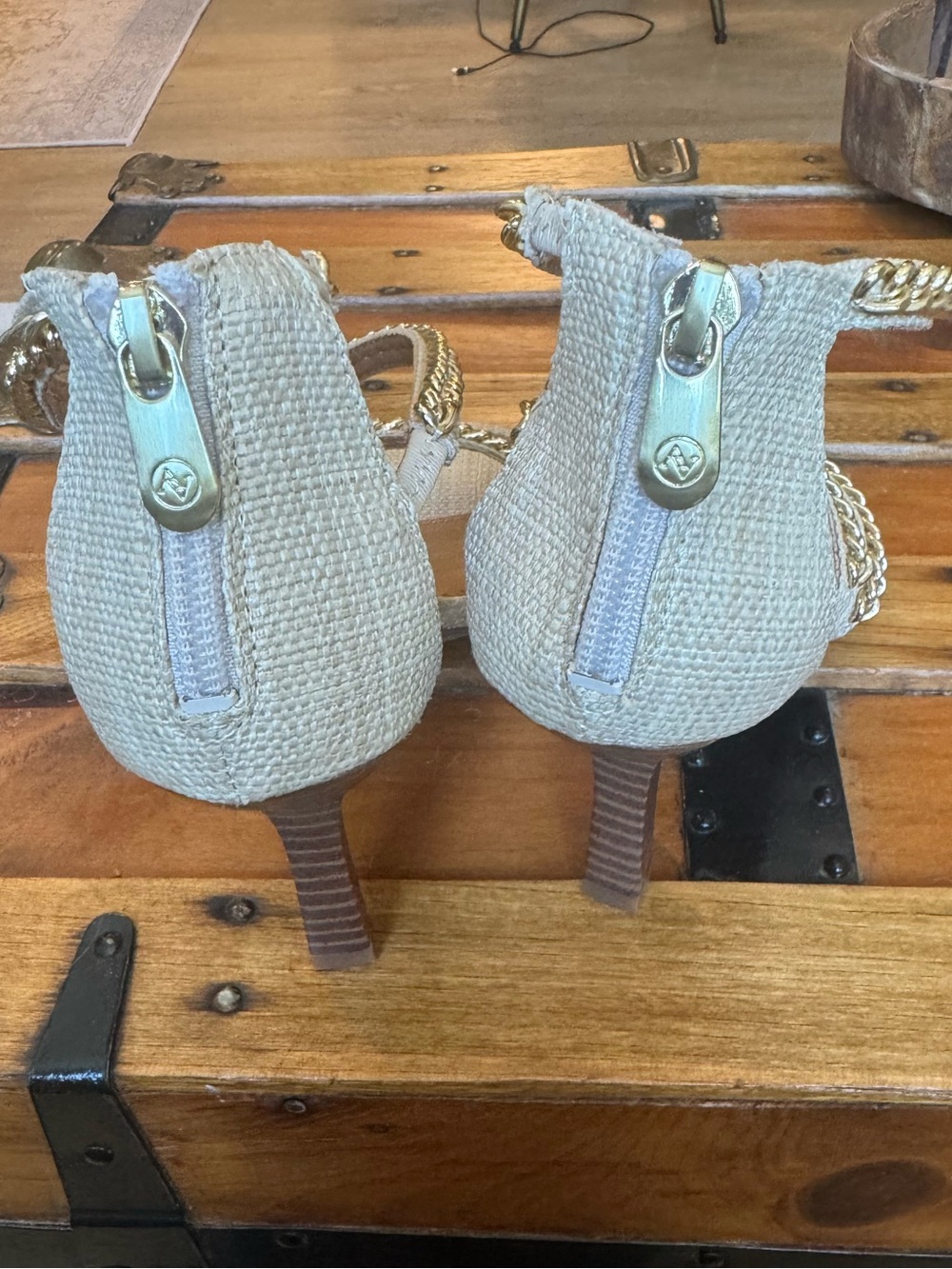 Adrienne Vittadini Geoff iStrappy Heels with Gold Chain Detail - Picture 7 of 12